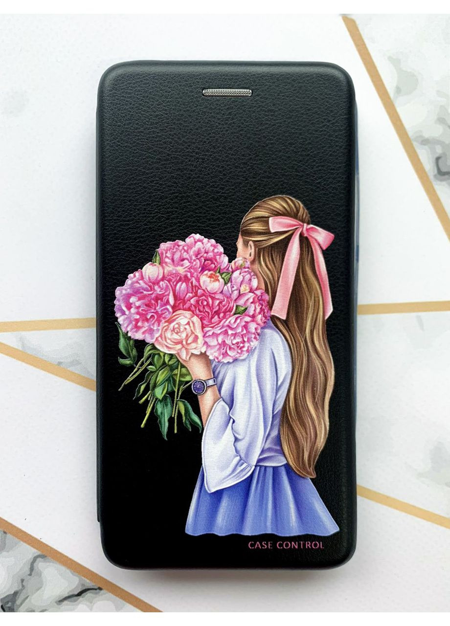 Чохол-книжка з малюнком для Samsung Galaxy A24 Чорний:: Дівчина з півоніями (принт 11) G-Case (360703941)