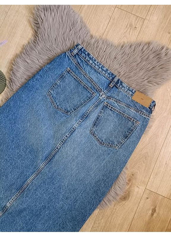 Синяя джинсовая юбка с разрезом Zara