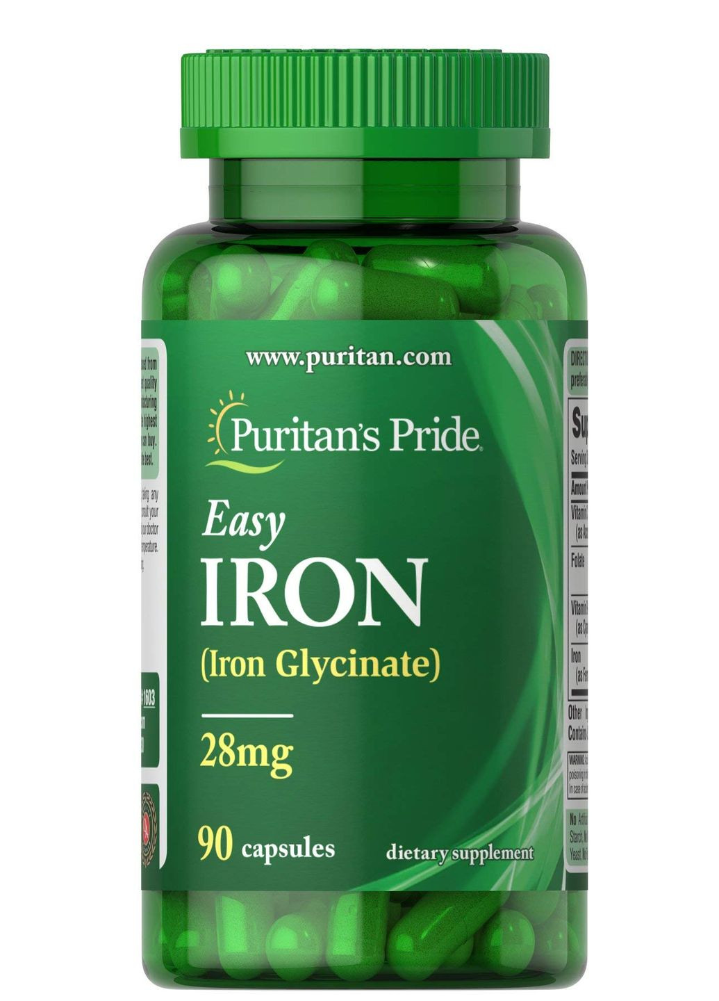 Залізо Puritan's Pride Easy Iron 28 mg (Iron Glycinate) 90capsules Puritans Pride (294293217)