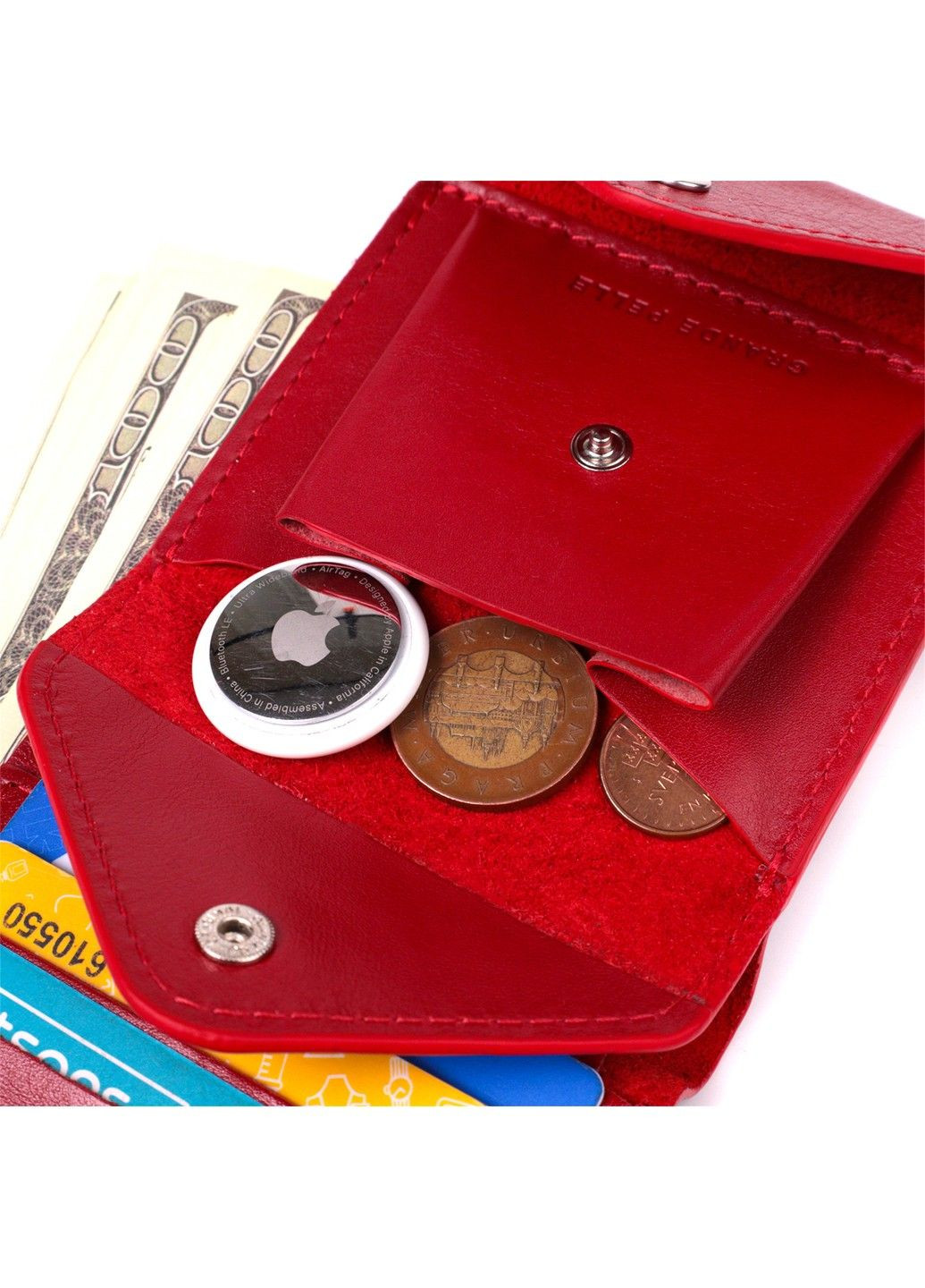Яскравий жіночий гаманець із глянсової натуральної шкіри 16815 Червоний Grande Pelle (292849783)