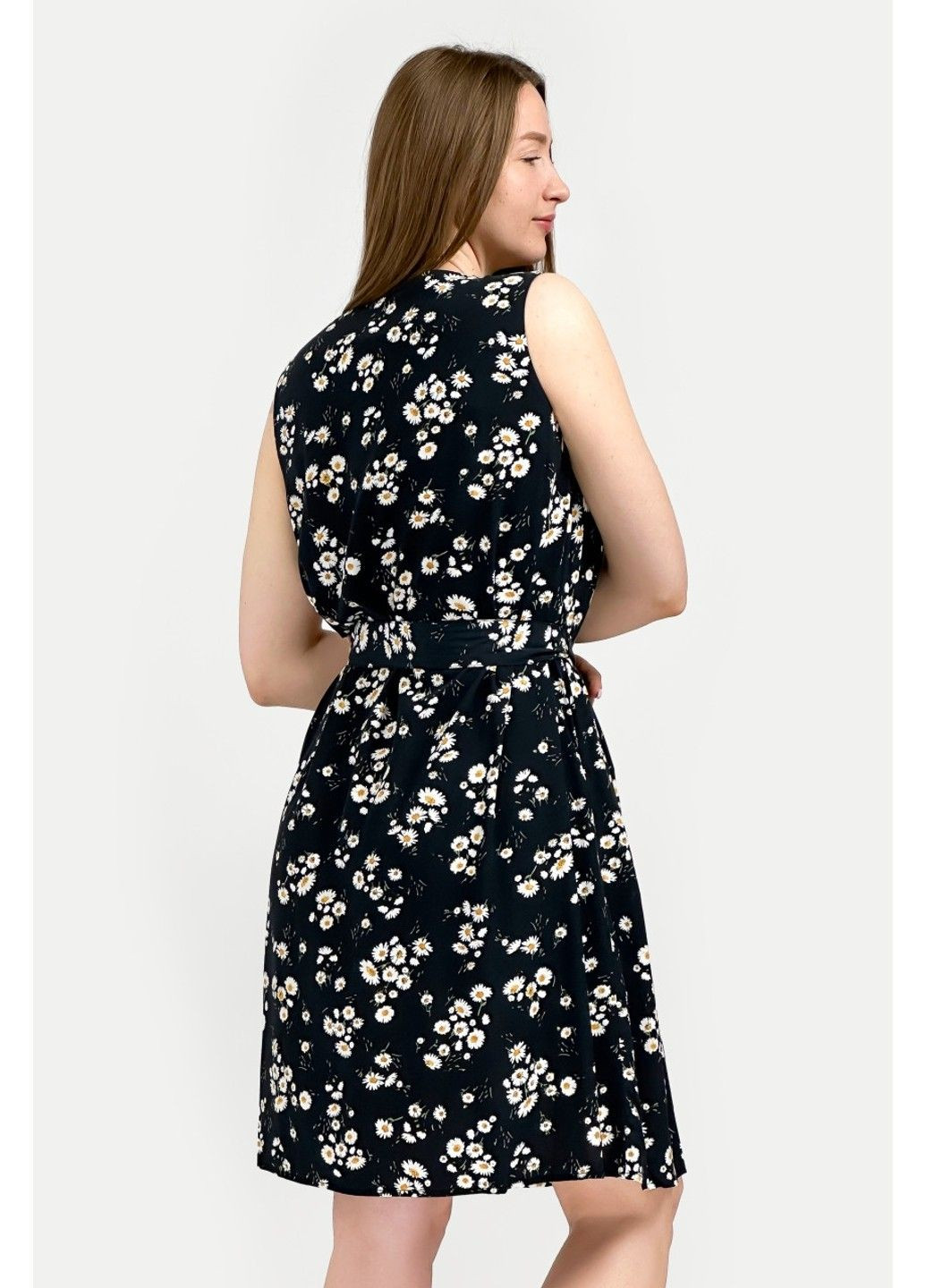 Чорна кежуал сукня fsc110204-200 а-силует Finn Flare з квітковим принтом