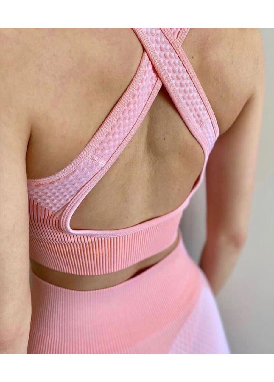 Жіночий фітнес костюм-трійка / Спортивний комплект жіночий рожевий топ, лосини, кофта / Жіночий костюм для фітнесу No Brand (367102117)