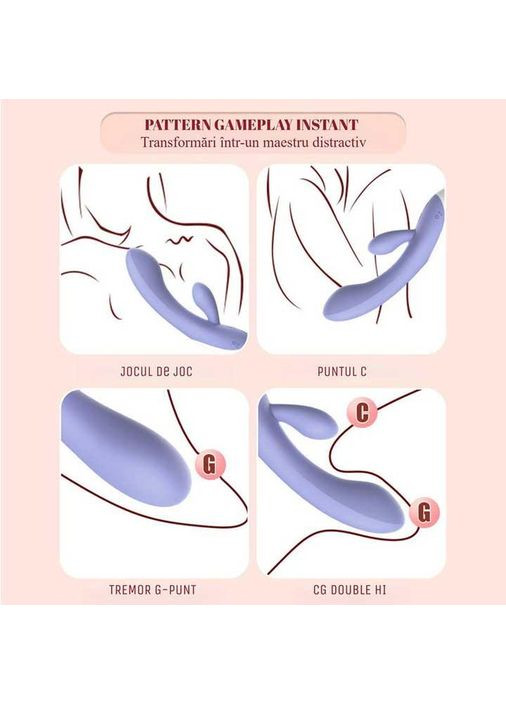 Вібратор кролик із 12 режимів вібрації, фіолетового кольору для для одночасної кліторальної та вагінальної мастурбації No Brand (368669759)