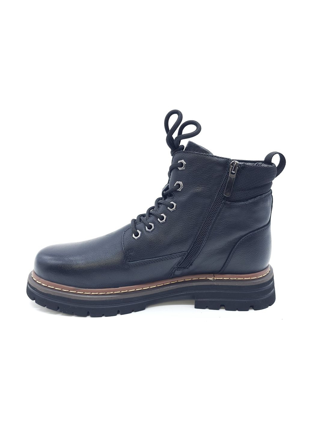 Чоловічі черевики на овчині чорні шкіряні BV-14-5 26,5 см (р) Boss Victori (271828039)