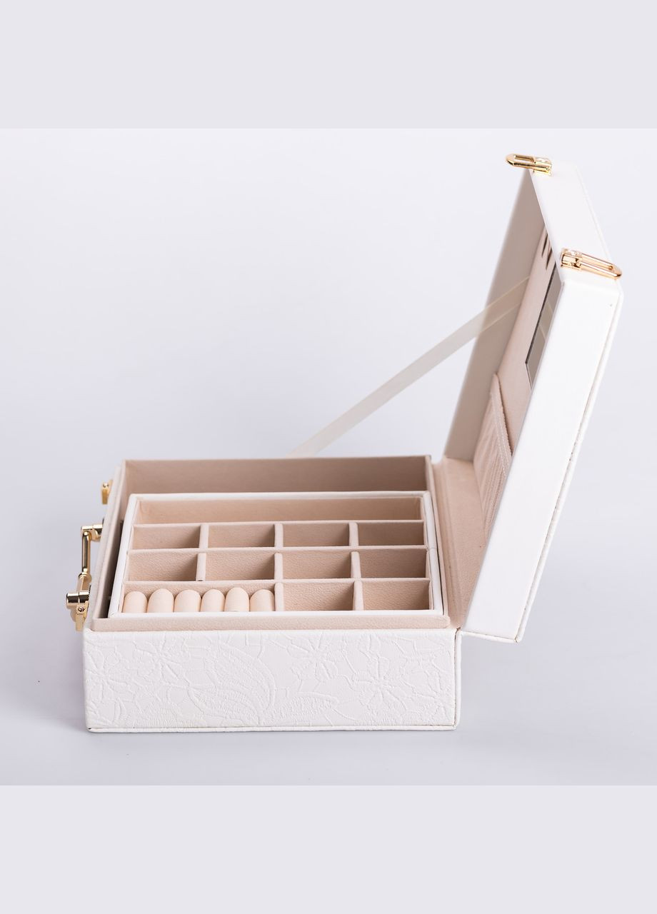 Скринька для прикрас з еко шкіри 2 яруси із дзеркалом органайзер для ювелірних виробів HP-5-15W Yiwu (325922722)