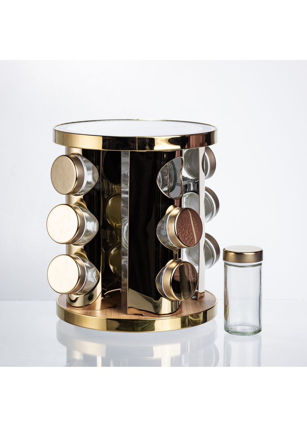 Набор банок для специй 12 шт. по 100 мл на подставке с зеркалом и LED-подсветкой Yiwu (372011045)