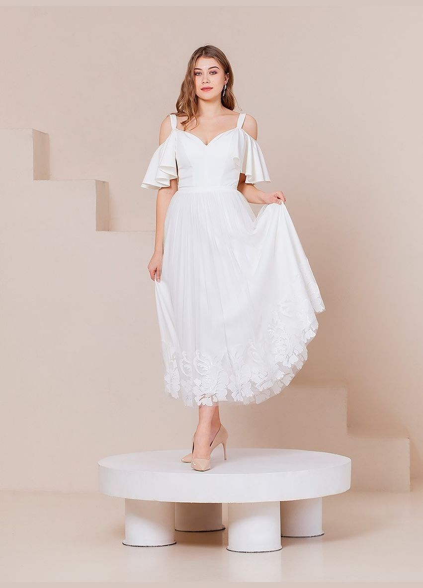 Білий вечірня плаття а-силует Lolita однотонна