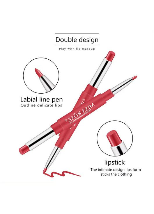 Набор 3 шт Матовая помада + карандаш для губ MISS ROSE, водостойкие пигменты. Dragon (366668665)
