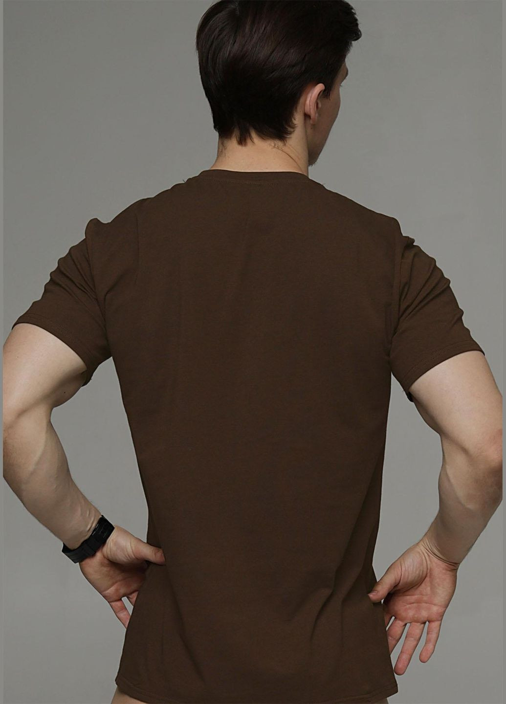Коричневая футболка мужская с коротким рукавом Roksana