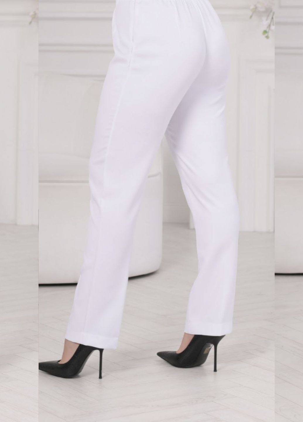 Белые повседневный демисезонные прямые брюки No Brand