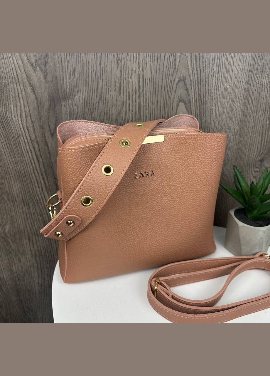 Жіноча сумка на плече KIRS з широким ремінцем рожево-бежева Eton (324260966)