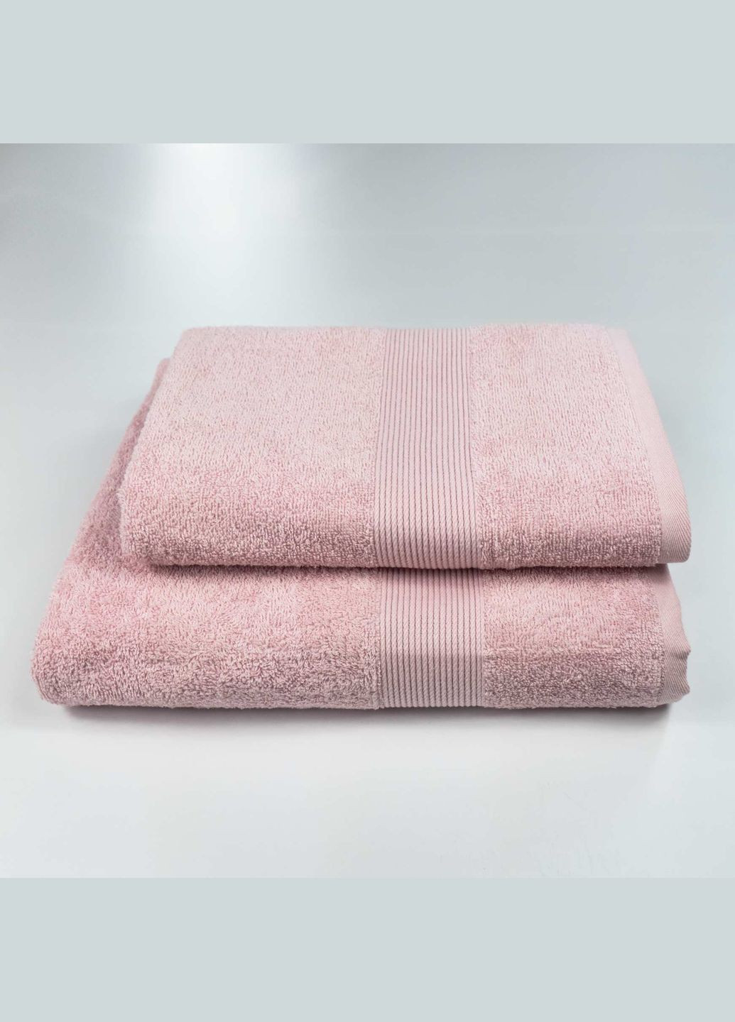 GM Textile комплект махровых полотенец с бордюром 2шт 50х90см, 70х140см 400г/м2 () розовый производство -