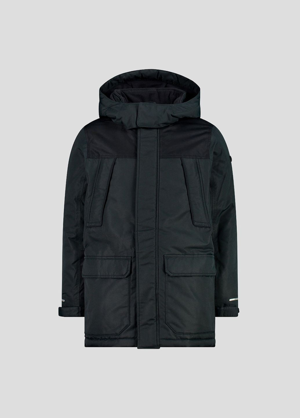 Черная зимняя детская черная куртка на синтепоне kid jacket fix hood CMP