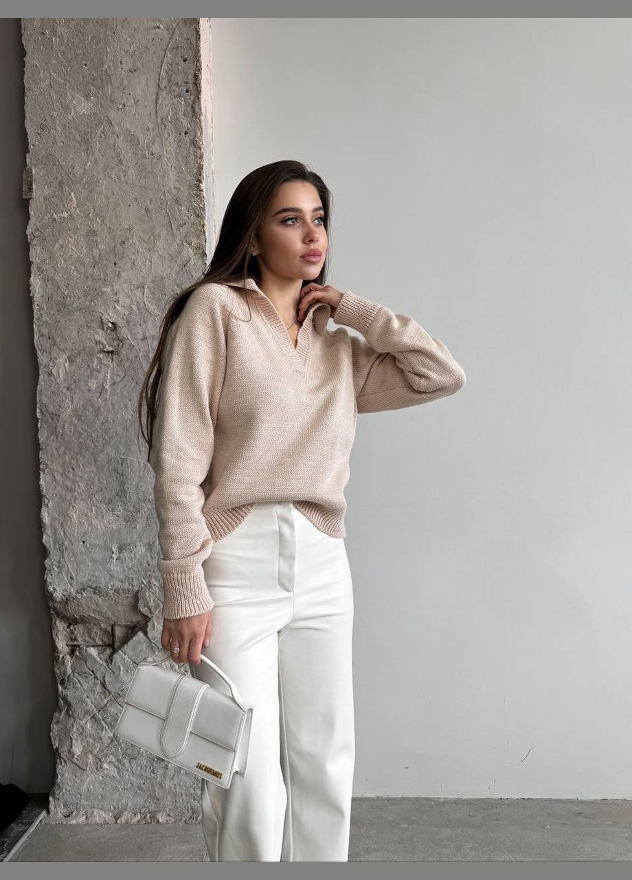 Жіночий светр-поло колір світло-бежевий р.42/46 450417 New Trend (282926557)