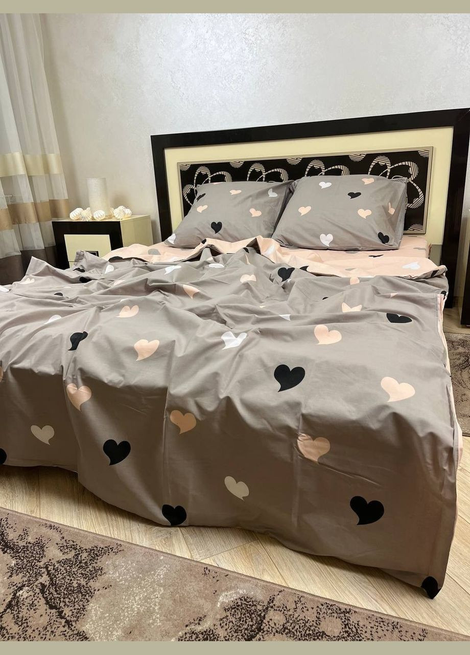 Постельное белье хлопковое Романтика Семейный 150 х 220 два пододеяльника Бязь Серое 70 х 70 No Brand (332796644)