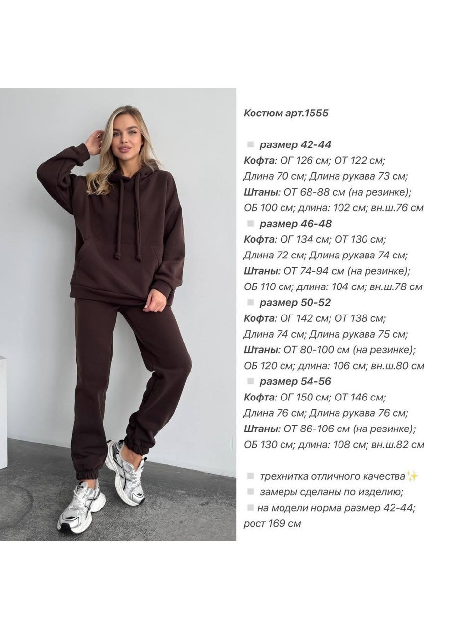 Теплий спортивний костюм жіночий тринитка на флісі з капюшоном No Brand (365796652)