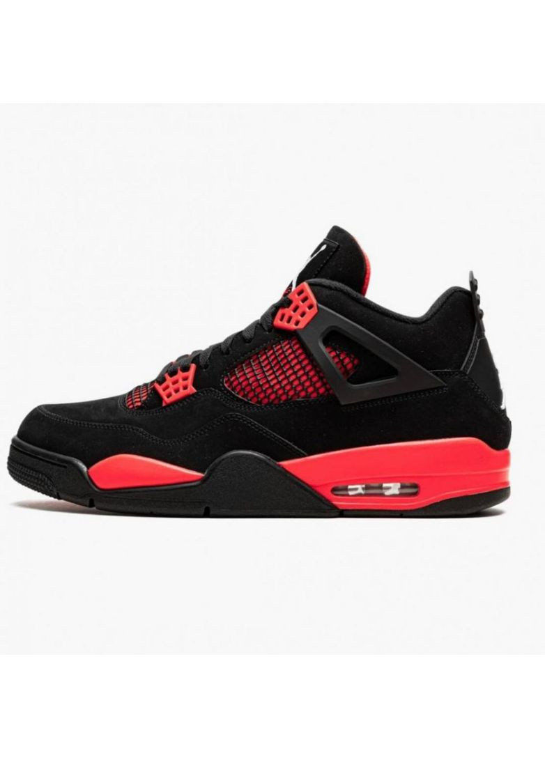 Чорні Осінні кросівки чоловічі nike air jordan 4 black red v2 найк аір джордан No Brand