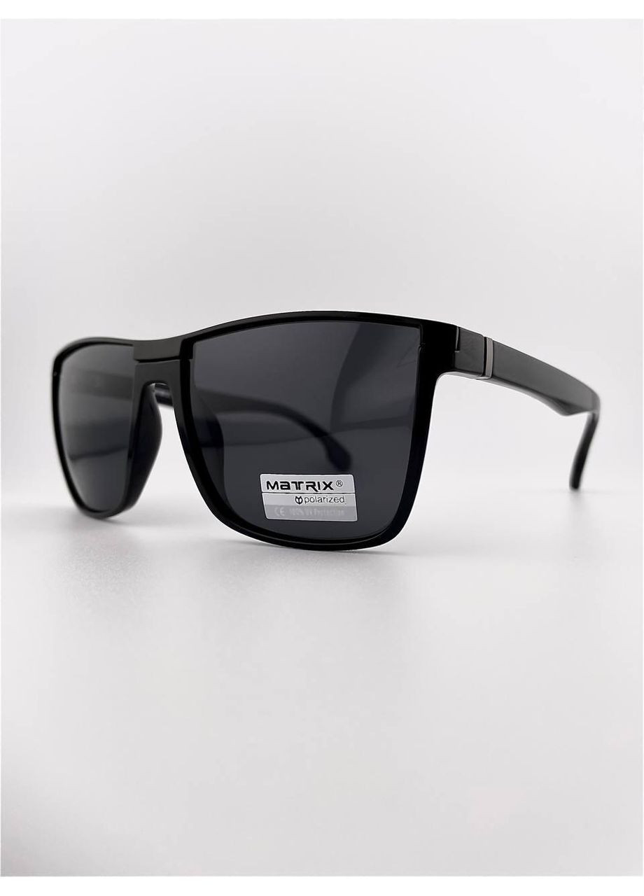 Чоловічі сонцезахисні чорні окуляри маска MT 8612 10-91-9 Polarized з Поляризацією Matrix (350886997)