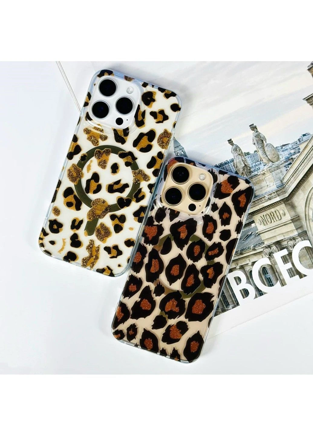 Чохол Transporent Case with Print Magnetic для iPhone 13 Pro Max Leopard-silver No Brand (382863992)