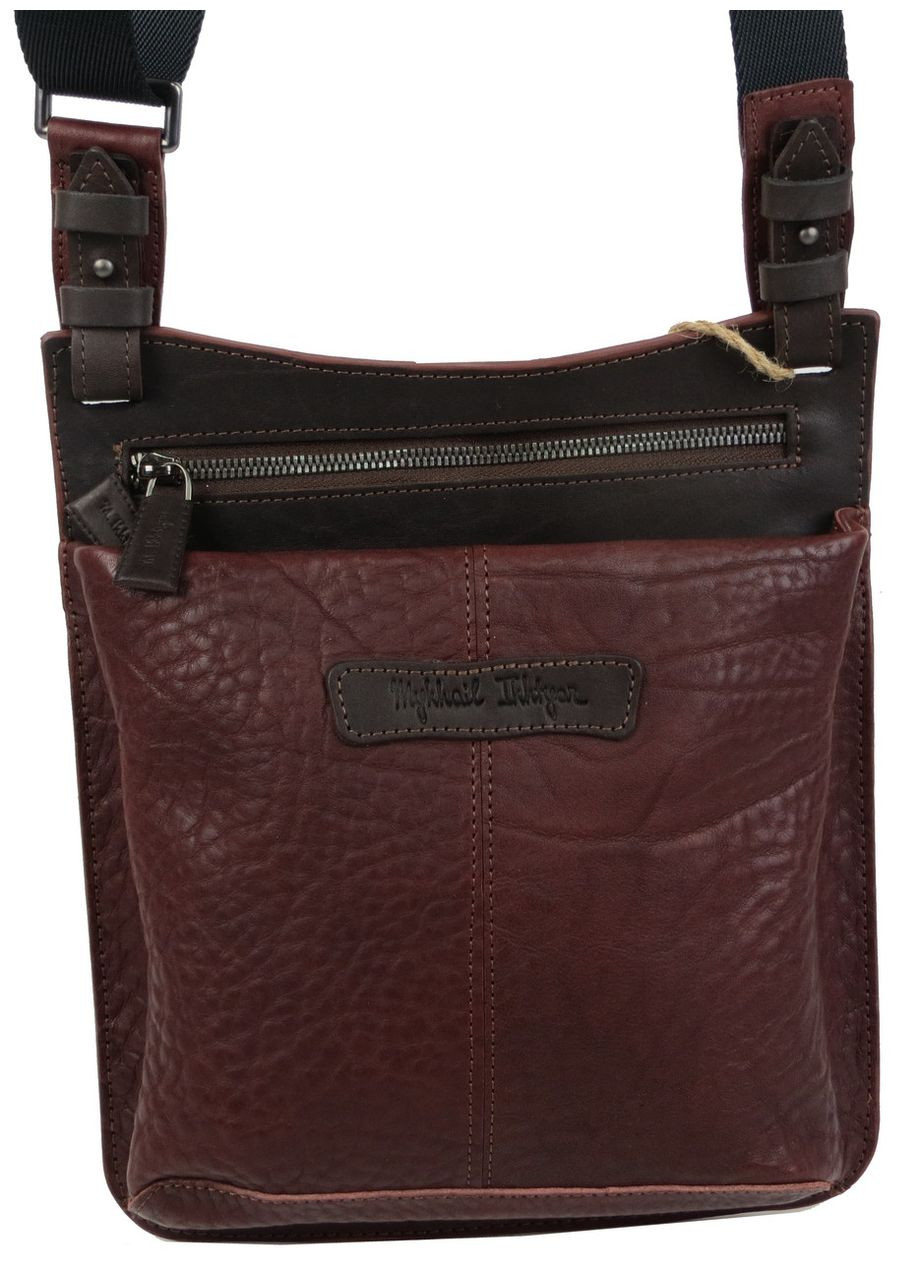 Шкіряна чоловіча сумка планшетка Михайло Іхтяр 45041 Бордовий із коричневим Mykhail Ikhtyar (298473243)
