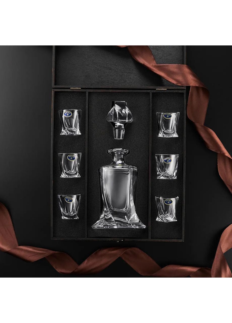 Подарочный набор 6 рюмок Quadro с графином Quadro 500 мл Bohemia (364550542)