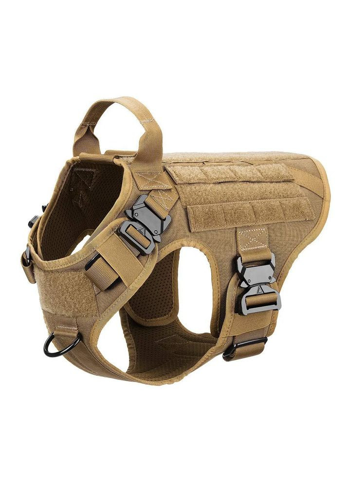 Шлея для собак K9 Long, тактичний жилет з ручкою, 4 металеві фастекси, Коричневий L (77-99 см) No Brand (299915652)