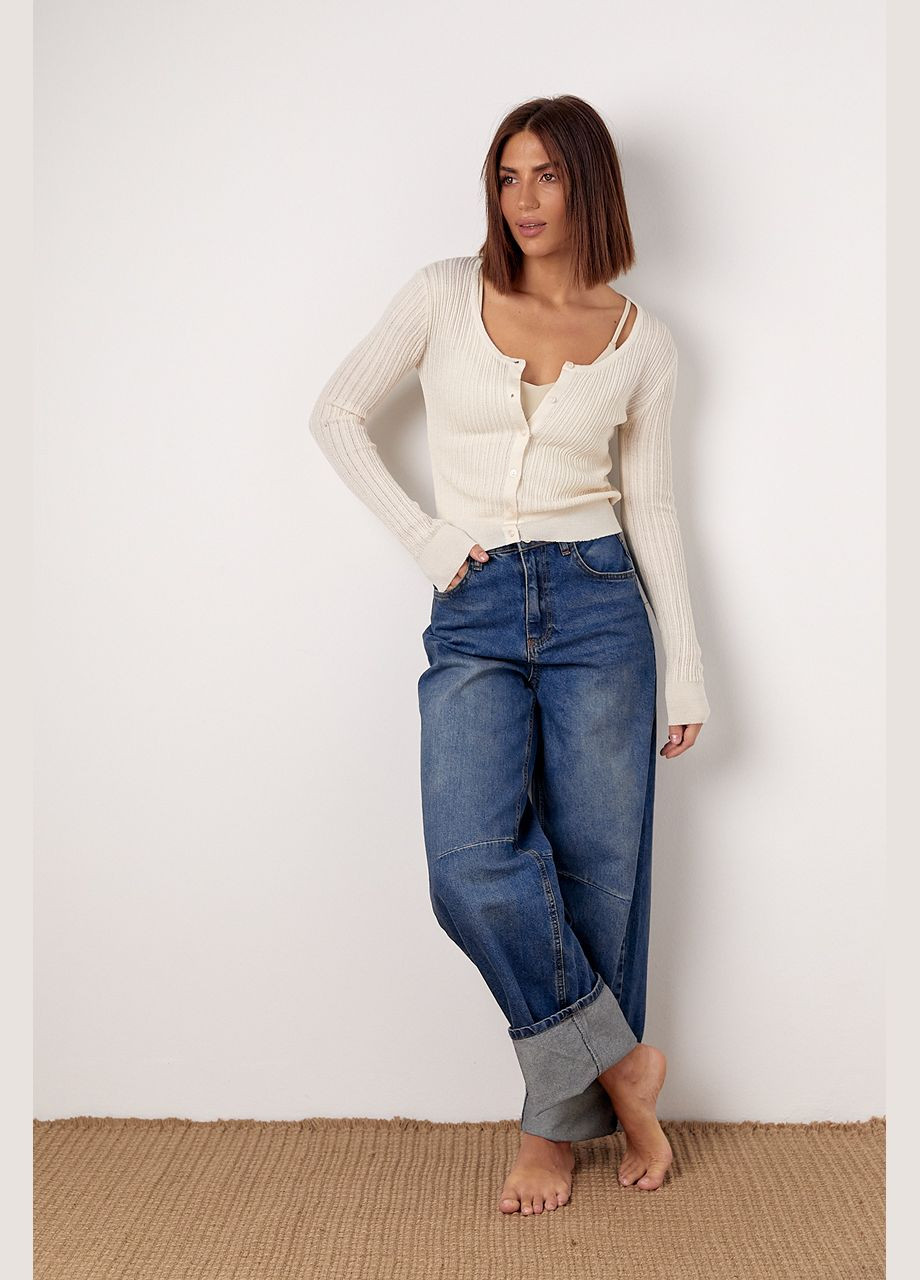 Молочный демисезонный кардиган Lurex