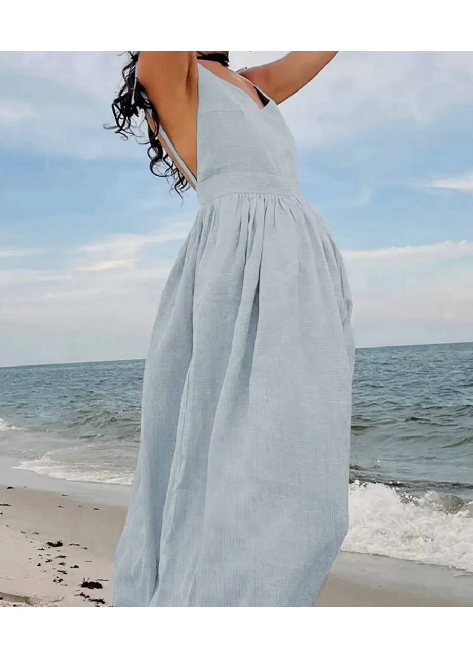 Голубое платье No Brand однотонное