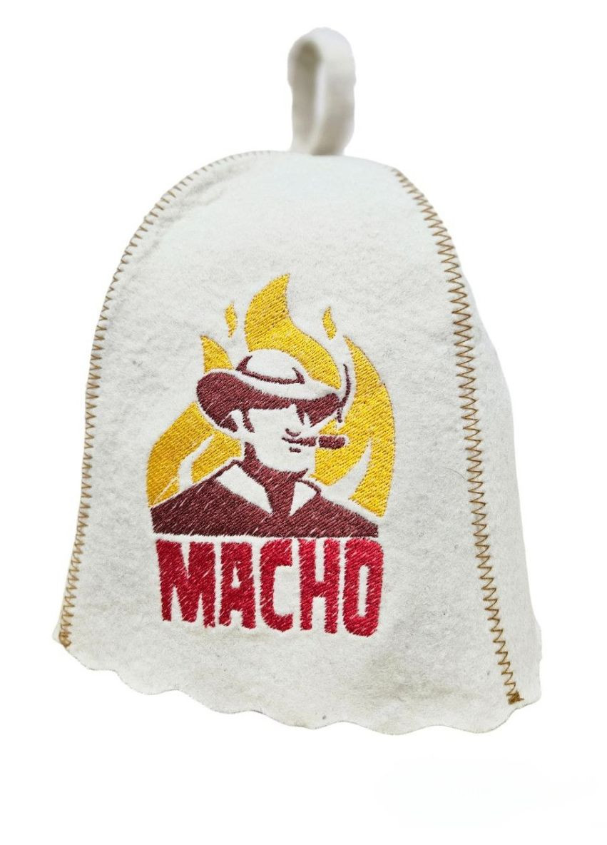 Шапка для лазні "Macho" натуральна повсть біла (LA-867) Luxyart (307400592)