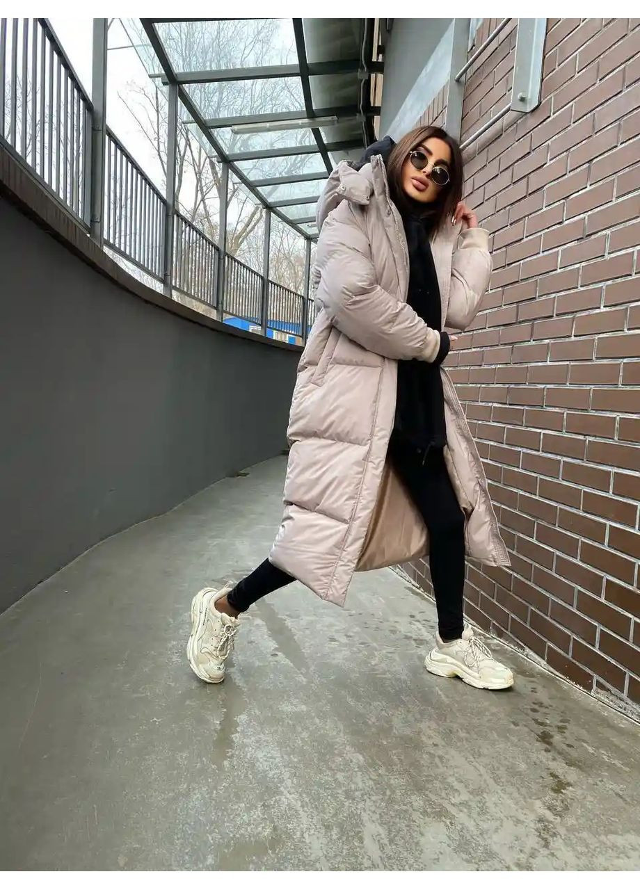 Бежевый зимний Пуховик No Brand