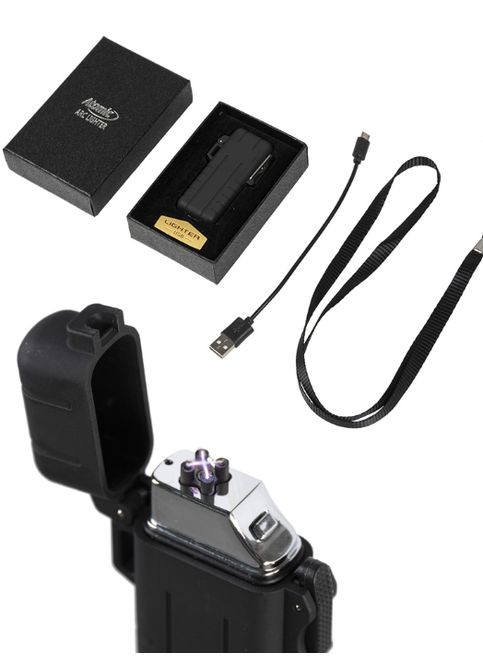 Запальничка електронна тактична ATOMIC Чорна Micro USB FEUERZEUG TRÖBER 'ATOMIC XARC' AUFLADBAR 15210000(21.28020) Mil-Tec (292132419)