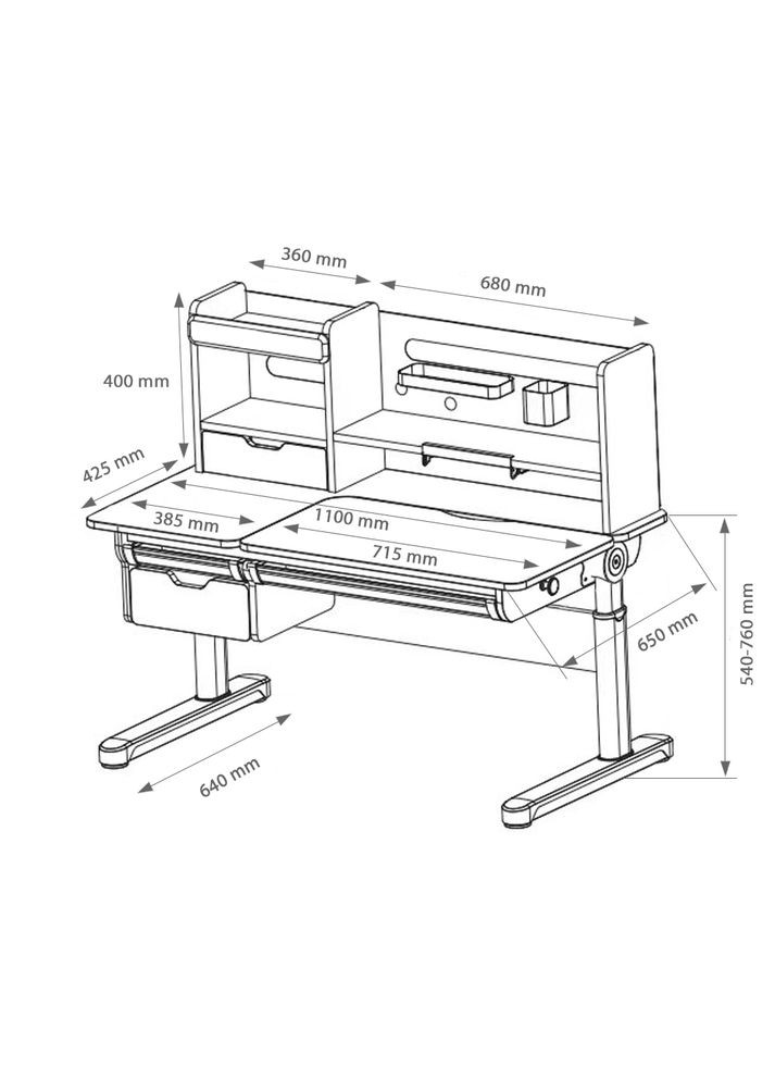 Парта FunDesk Pensare Grey (354781678)