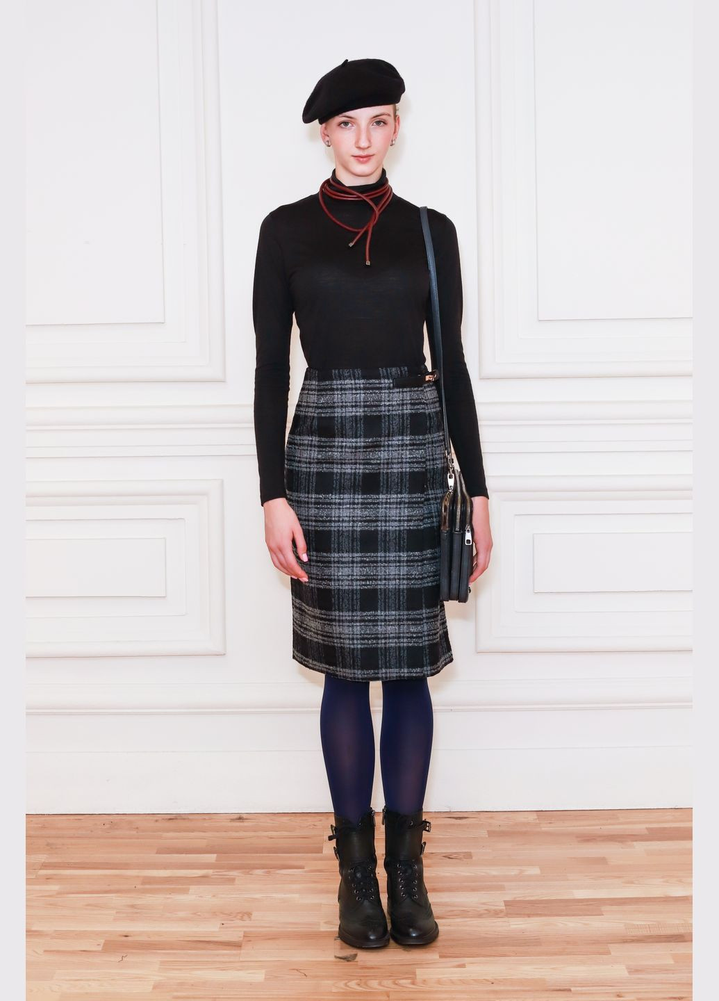 Сіро-чорна картата спідниця в діловому стилі Треви Dolcedonna (307183075)