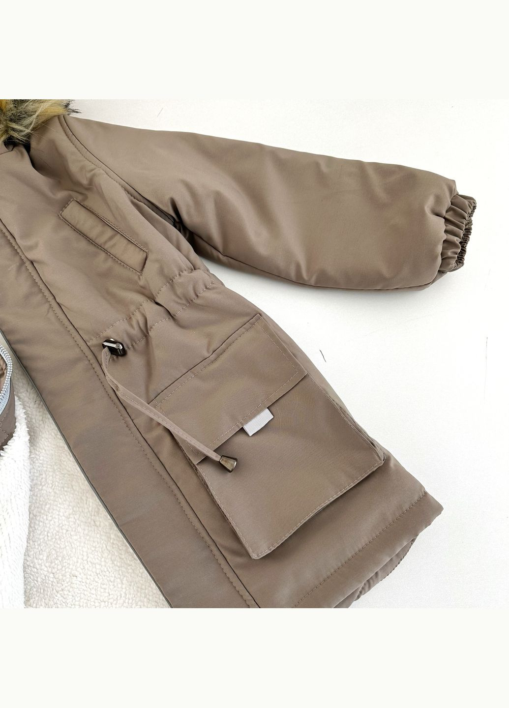 Бежевая зимняя парка зима зимний 1par-fu-sl-dh-20-1-09242 Marakas