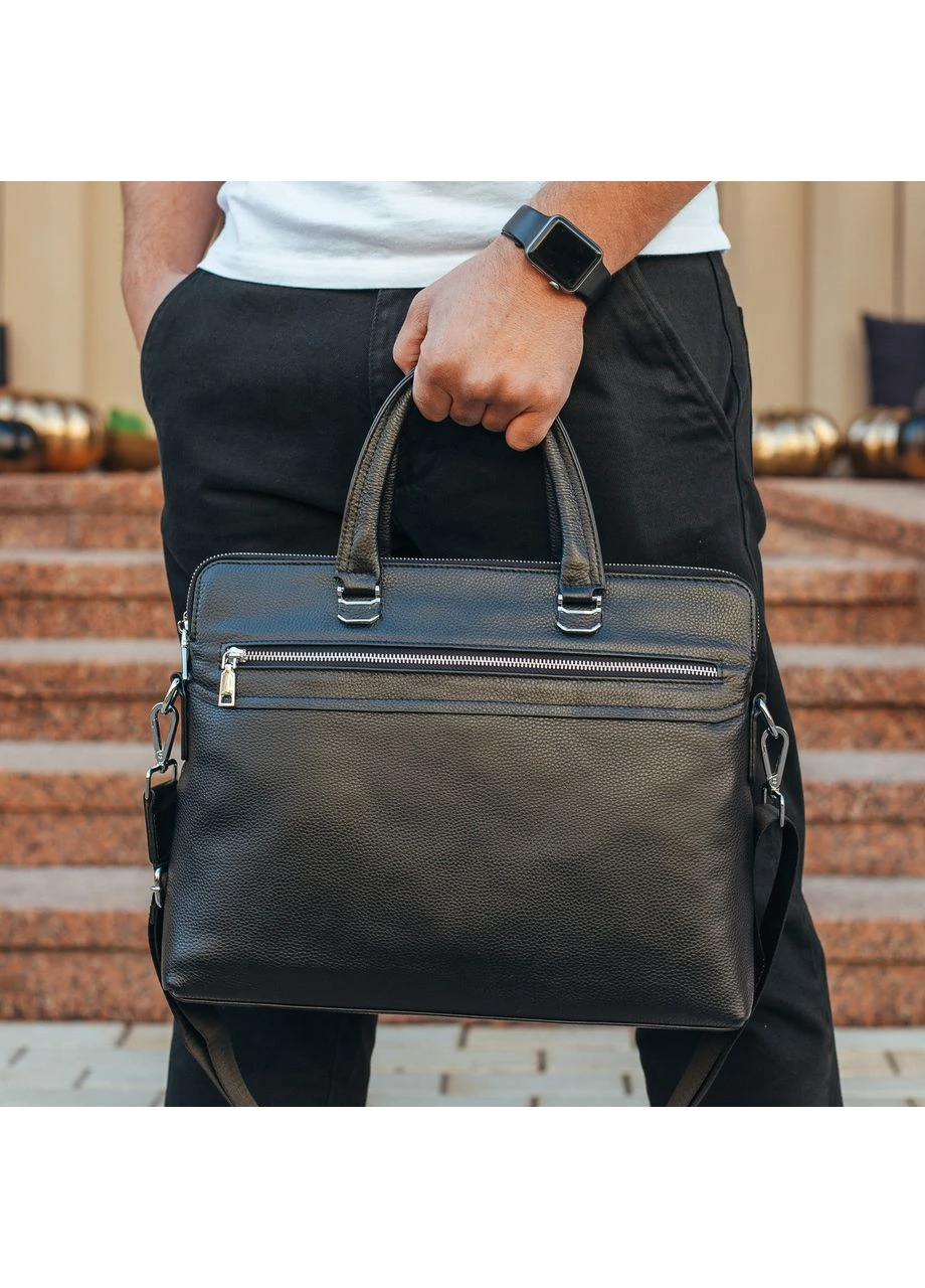 Кожаная мужская сумка для документов и ноутбука черная NV23712 Tiding Bag (341309414)