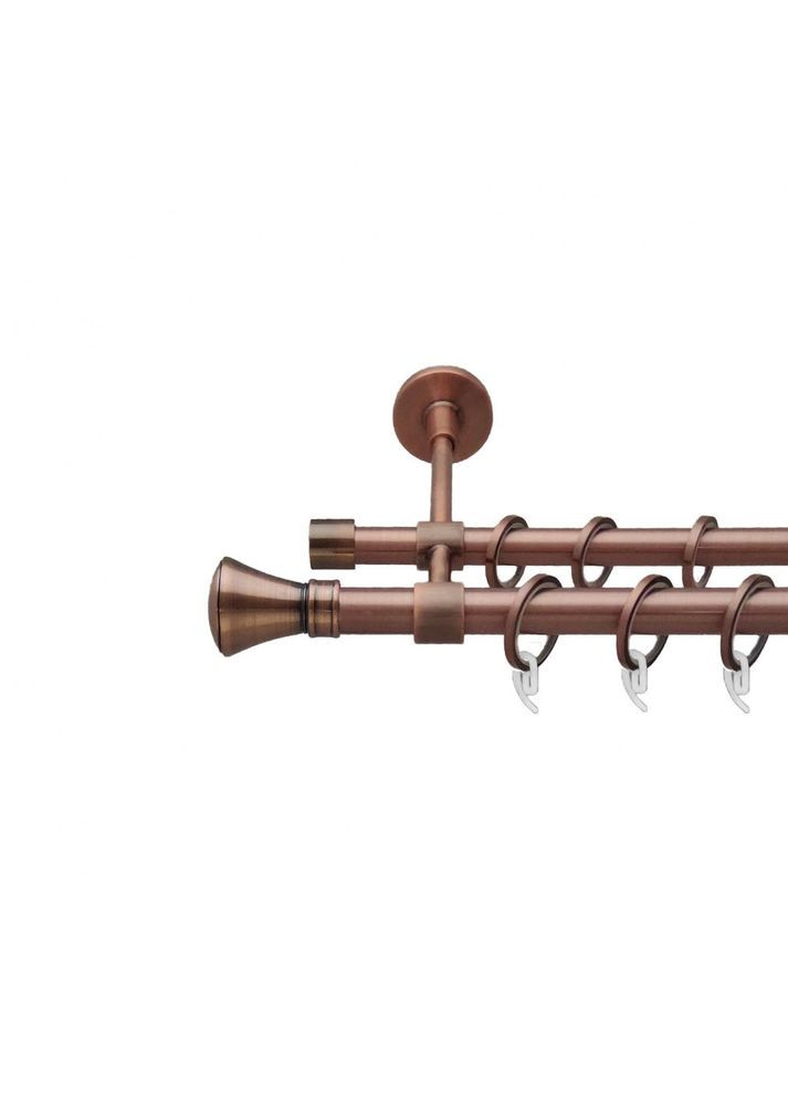 Карниз Люксор металевий дворядний закритий гладка труба Мідь 19\16 мм 200 см (6938827) ORVIT (300799487)
