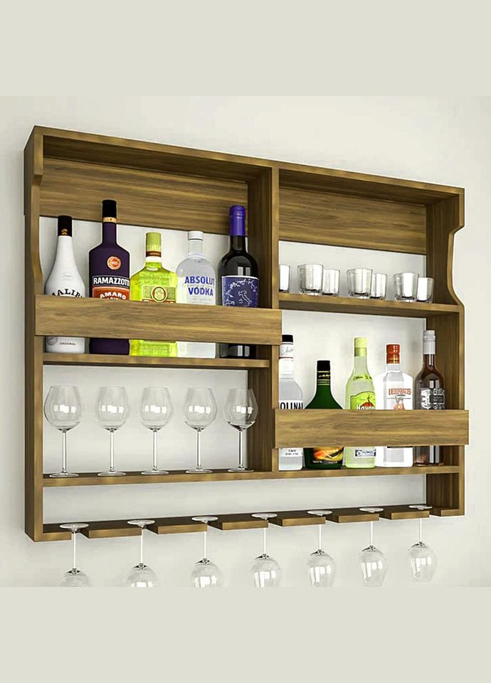 Настінна винна полиця з дерева Айрате мускат (ПНК-018807) No Brand (327424314)