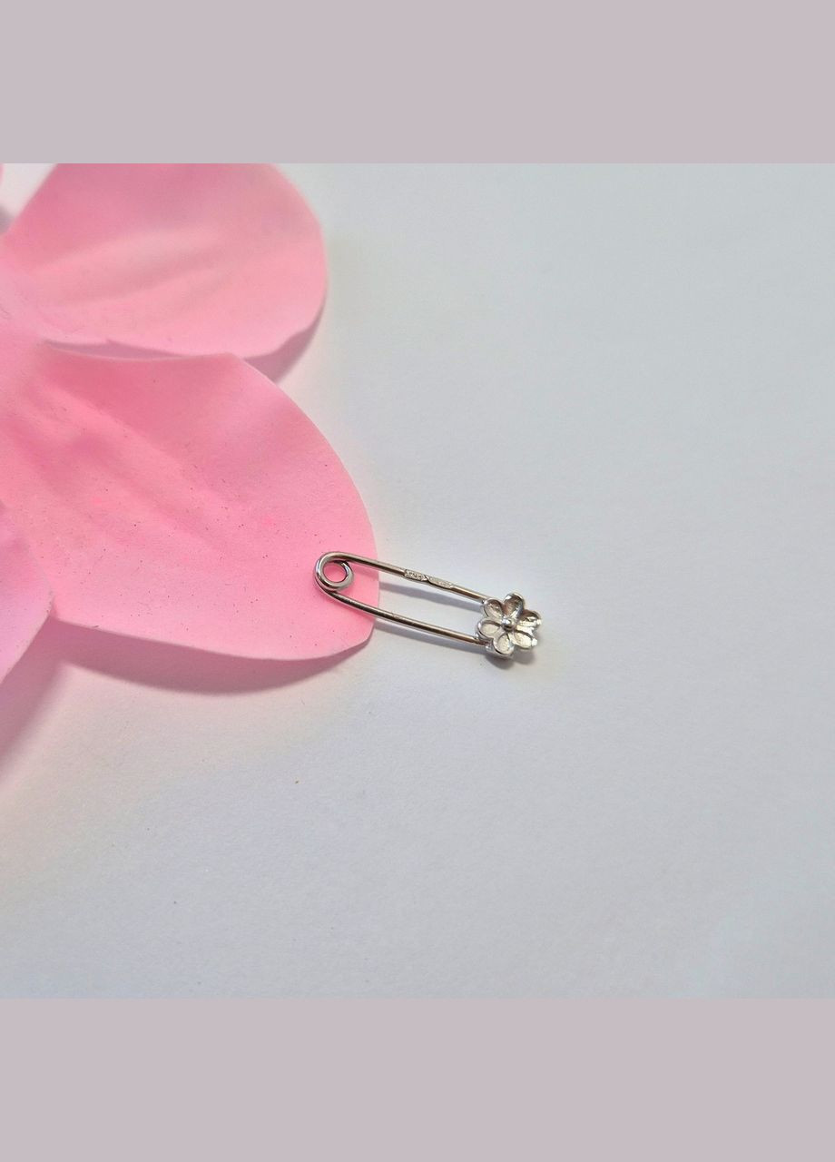 Срібна брошка шпилька Шпилька Квітка без каменів срібло 925 проби 7114 0.50г No Brand (351851428)