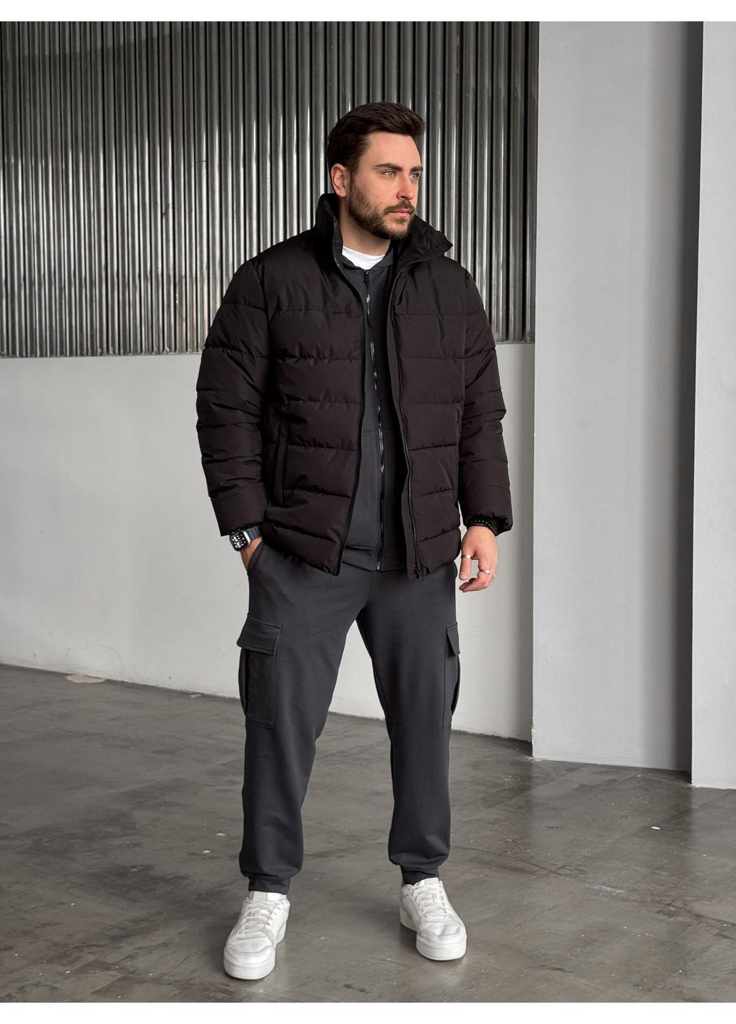 Комплект куртка чорна Main + костюм Jack на блискавці сірий No Brand (350874354)