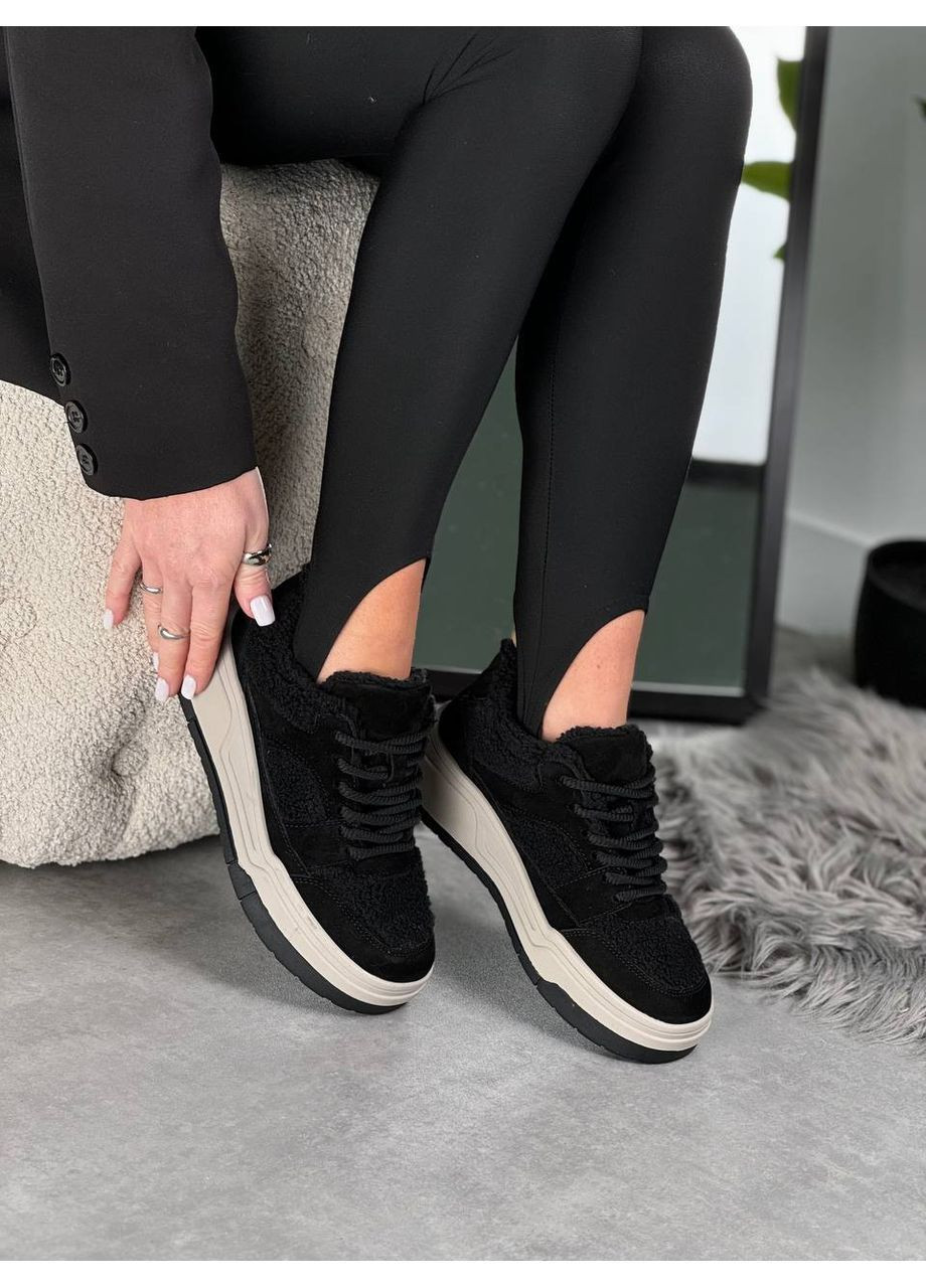 Комфортные женские кроссовки No Brand чёрные зима (369094769)