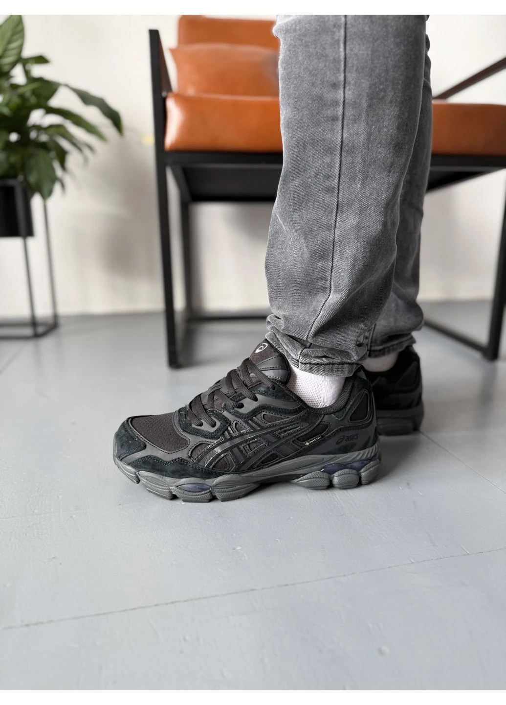Черные летние кроссовки asics gel-nyc black suede gore-tex асикс гель нюк No Brand