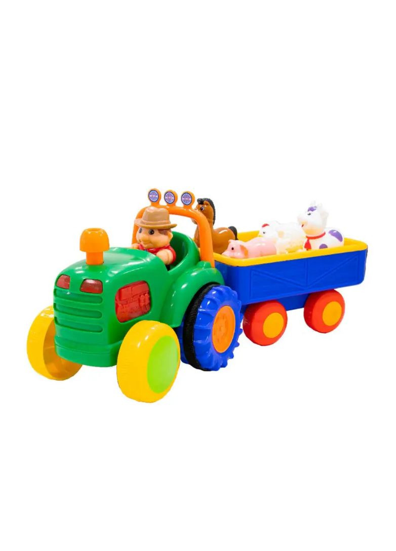 Ігровий набір Трактор з причепом світловий навчальний пластик від 6 мес в асортименті 063180 KIDDI SMART Муз2504 (370654391)