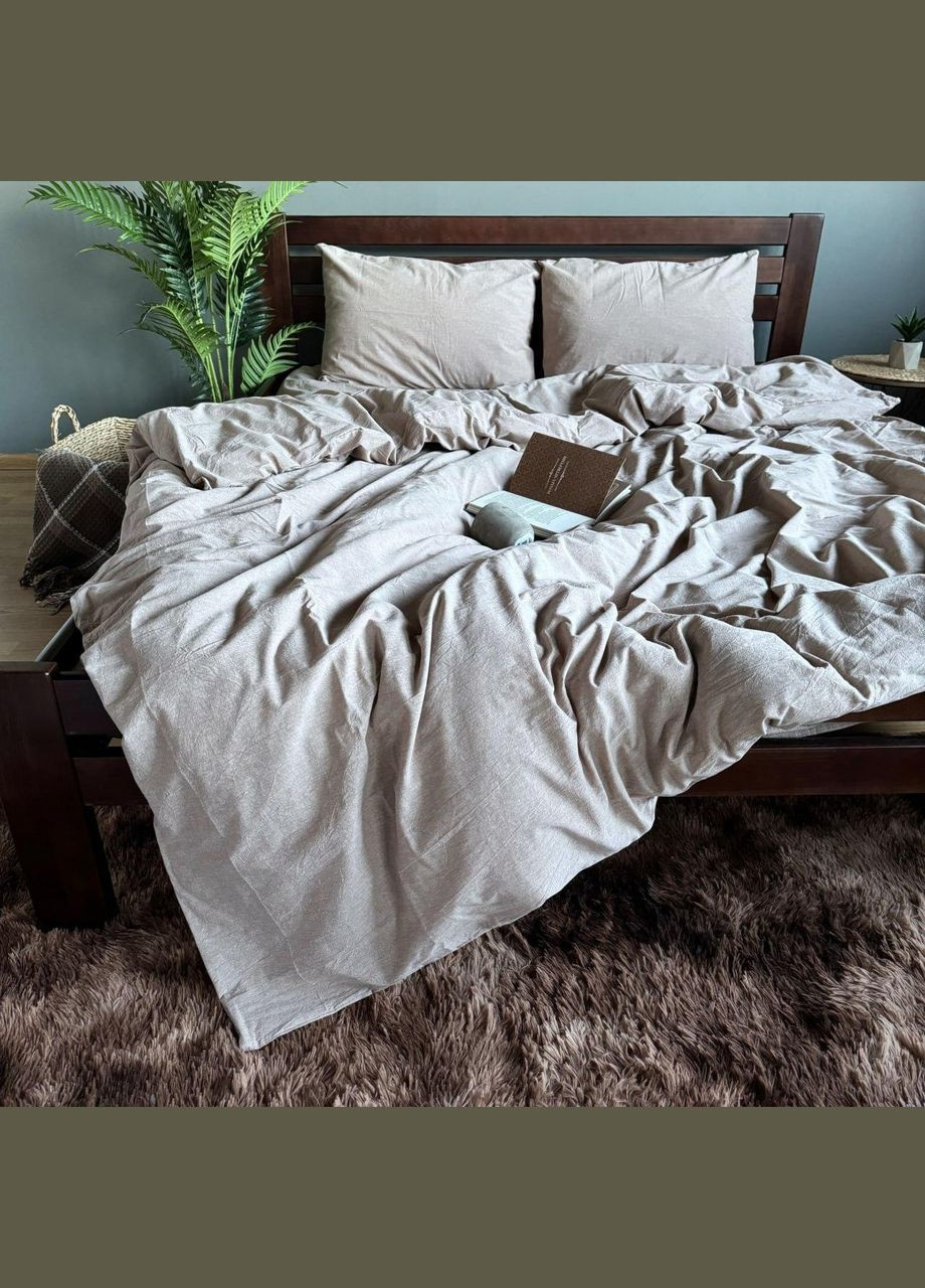 Постільна білизна Washed Cotton Півтораспальна 150 x 220 Варена бавовна Бежева 50 х 70 No Brand (307355931)