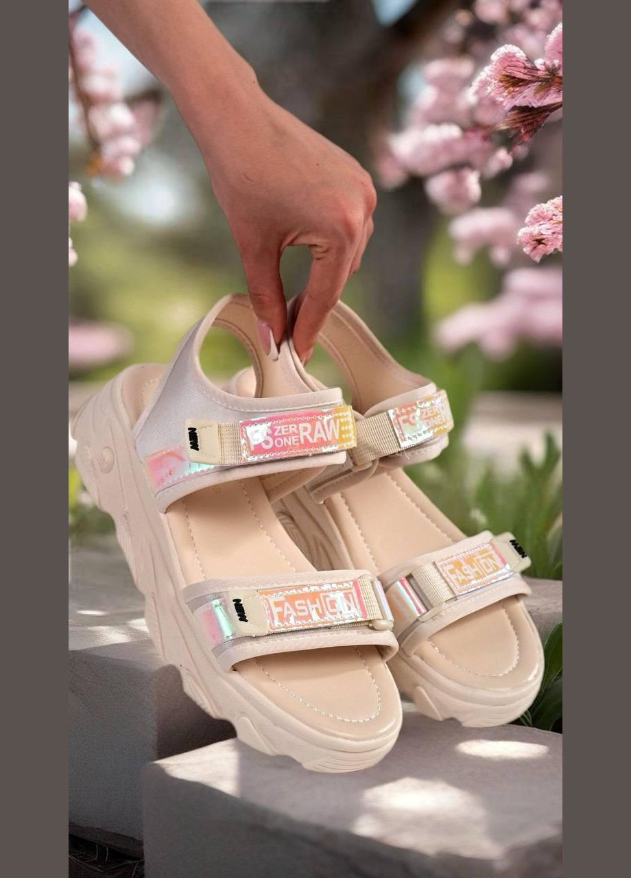 Босоніжки жіночі бежеві на липучках No Brand Босоніжки жіночі літні (331175219)