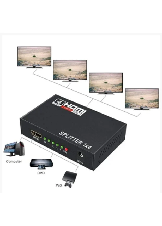 HDMI розгалужувач на 4 порти HDMI SPLITTER 1 in 4 / Чорний Speedlink (395280482)