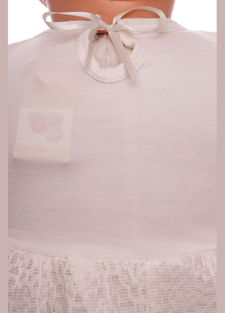 Бежевое платье с длинным рукавом интерлок с розочкой молочное 68 см (30758) BABYKROHA (323469956)