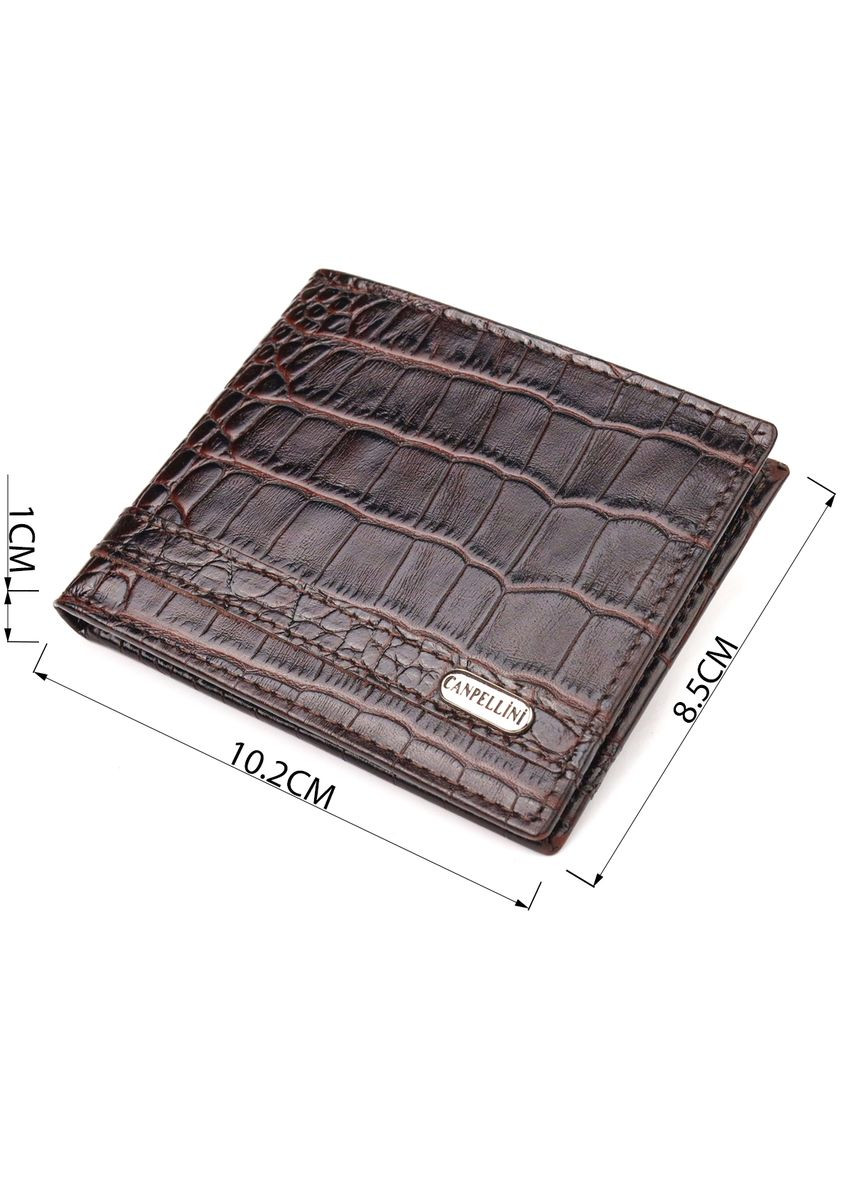 Затискач із натуральної фактурної шкіри коричневий 21519 Canpellini (329197116)