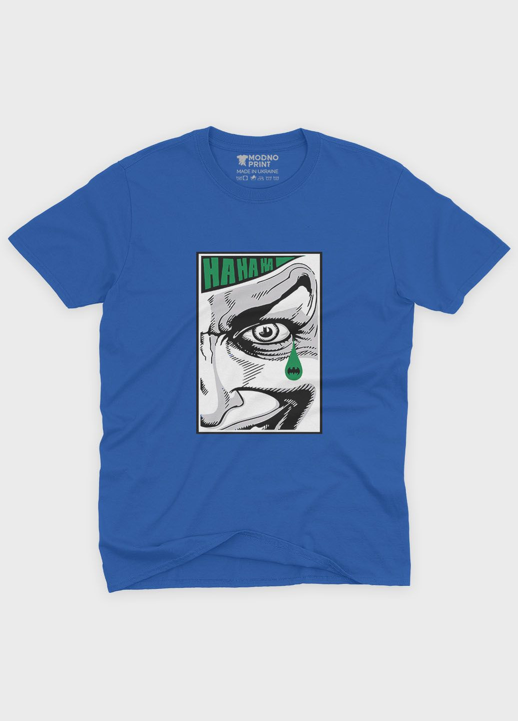 Синя демісезонна футболка для хлопчика з принтом суперзлодія - джокер (ts001-1-brr-006-005-005-b) Modno