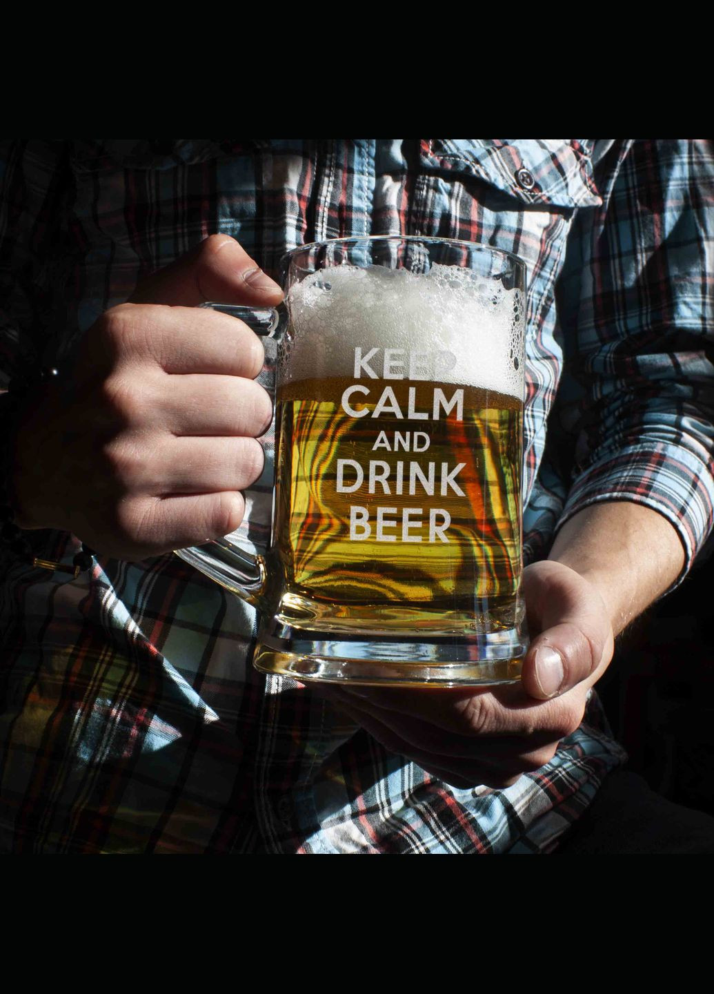 Кухоль для пива "Keep calm and drink beer" з ручкою (BD-BP-41) 500 мл BeriDari (268035710)