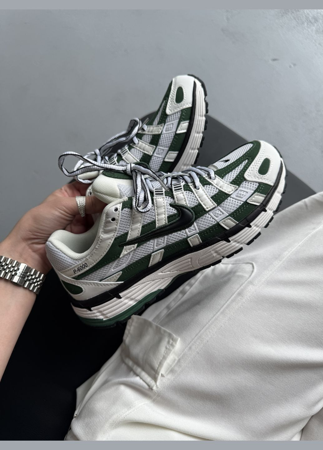 Кросівки жіночі і чоловічі Nike P-6000 White Green Black | Найк Р-6000 зелені No Brand зелені демісезони (342717934)